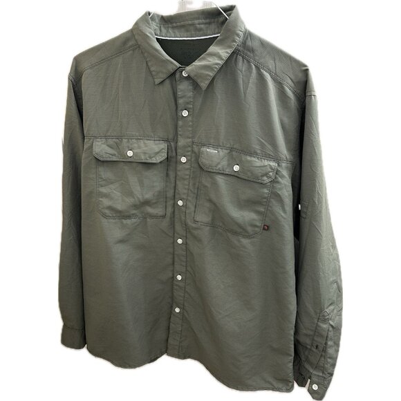 Mountain Hardwear sage green button down breathable hiking shirt, men's size Xl - Picture 1 of 13